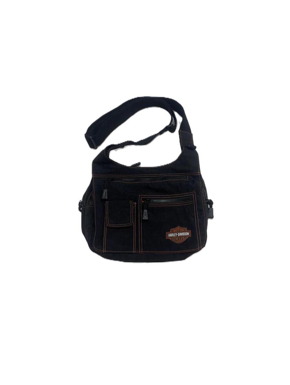 Harley Davidson Black Nylon Crossbody Bag Y2K Biker Streetwear Hobo Purse Tote